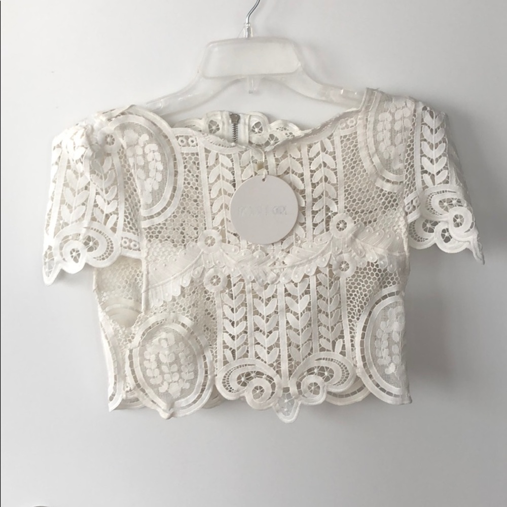 White crop top with tags